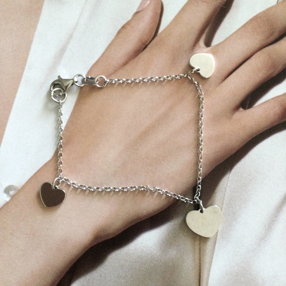 Silver 925Heart Charm Bracelet,Made in Italy 🇮🇹.